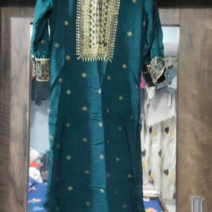 Mehendi And Mustard Yellow Kurta Plazzo Set