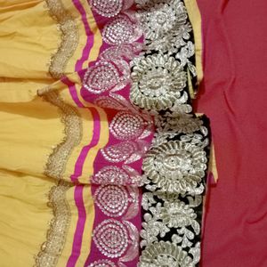 Beautiful Anarkali Dress (Yellow-Pink)