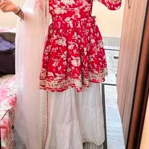 White Sharara  Red Top