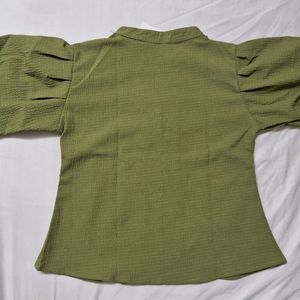 OLIVE BALLOON SLEEVE TOP