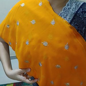 Combo Orange & Cyan Saree