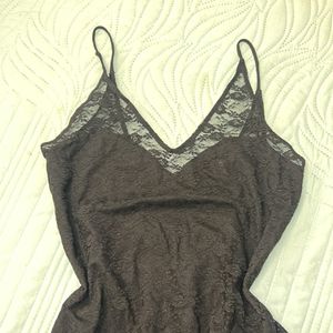 Black Transparent Backless Net Top H&m