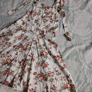 White Floral Overall Dress