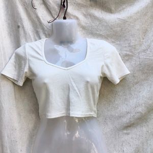 PRETTYLITTLETHINGS SEXY OFF WHITE CROP TOP