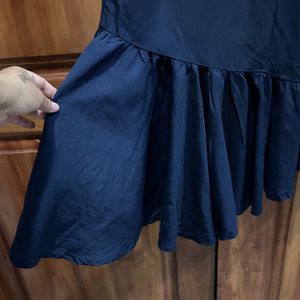 Linen Loose Dress Frill At Bottom