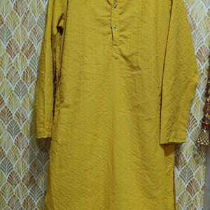 Mens Ethnic Haldi Wear Mustard Yellow Kurta