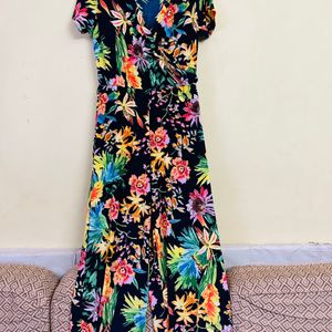 Floral Summer Wear jumpsuit With Matching Belt