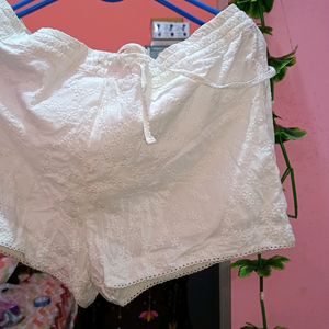 White Chikankari Shorts