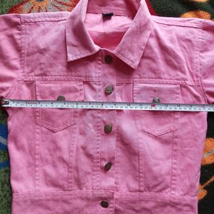 Pink Denim Jacket Top