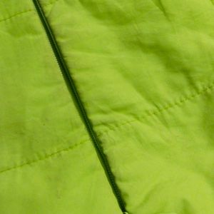 Fluorescent green puffer jacket