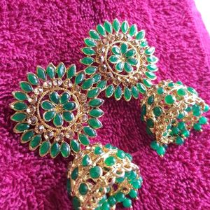 Green Jhumka Light Weight Partywear