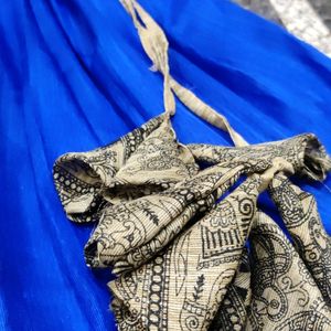 A Beautiful Blue Kalmakari Border Lehenga