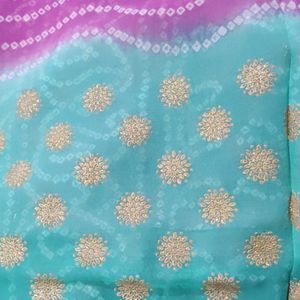 Pure Chiffon Turquoise Colour Saree