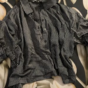 Black Shirt Crop Top