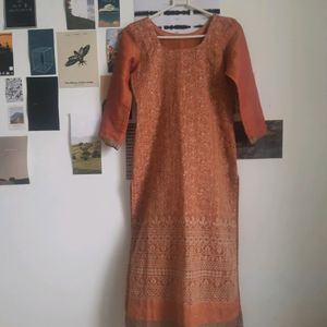 Cute Coral Orange Kurti For Daily And Festive Wear