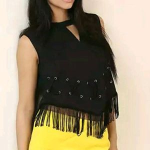 Black Fringe Cowboy Top