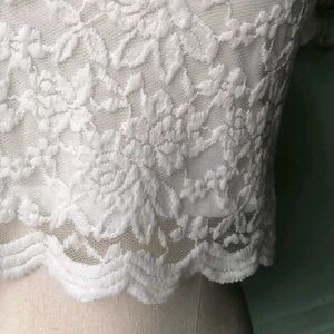 H&M Coquette White Lace Trim Crop Top