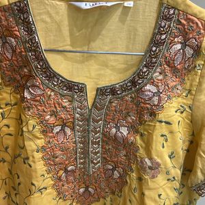 Mustard Kurta With Embroidery