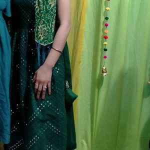 Kurta @600/-Dark Green Nayra Cut Suit ,Self Stich