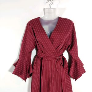 Maroon Strips Casual Dress (Women)