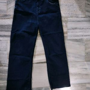 Dark Blue Straight Jeans For Women Girls