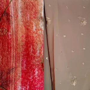 Red And Olive Colour 2 Saree