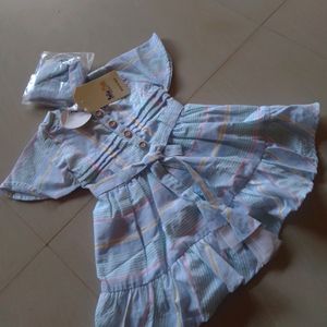 Girls Branded Frock With Trouser