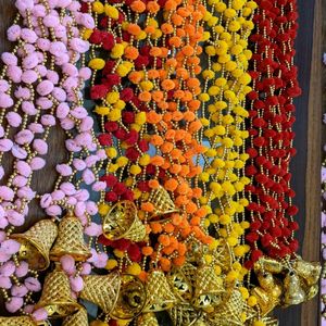 💥Diwali Offer💥Set of 10 Pompom Bell Wall Hanging