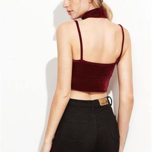 V-Neck Velvet Bralette Top