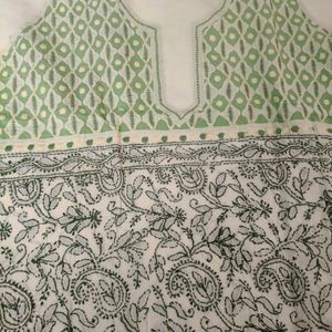 Lemon Green Dress Material With Dupatta