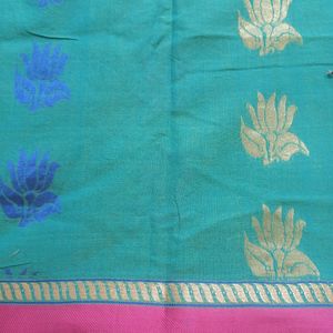 Sea green Pure Cotton Saree