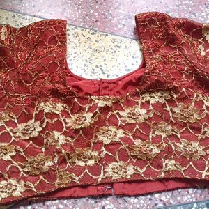 Maroon Net Blouse Whose Aster Is Silk