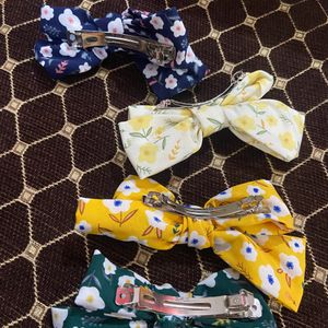 Floral Medium Size Hair Bow Pack Of 4