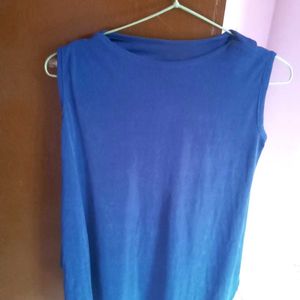 A Blue Color Net Cape Top