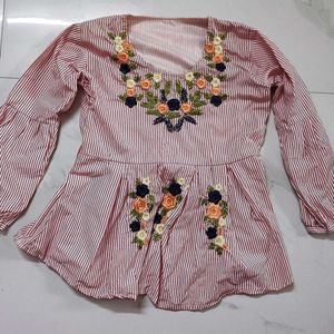 Full Sleeve Flare Pink Top