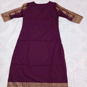 Vishudh Brand Plum Gold Kurta