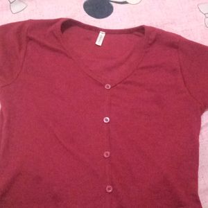 Maroon Colour Crop Top Used Once Or Twice