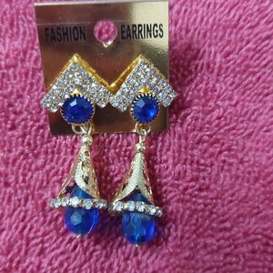 Beautiful Combination Of Blue N Golden Earing