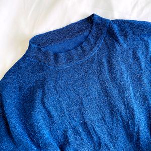 Pinterest Knitted Shinny Oversized Royal Blue Top