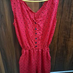 Red Heart Print Jumpsuit