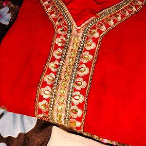 Vibrant Red Stitched Suit