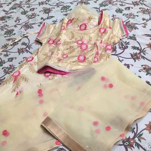 Cream Lehenga Choli