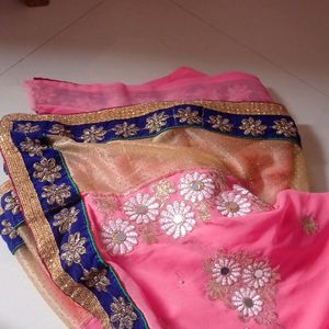 Pink Chiffon Saree