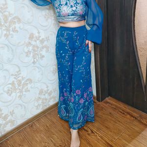 Blue Crop Top And Sharara