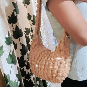 Beige Popcorn Handbag