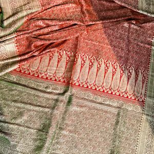 100% Pure Brocade Himroo Silk Saree