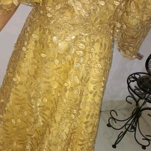 Golden Shrug With Frock