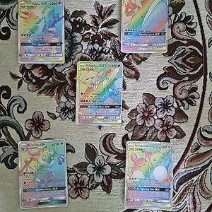 Pokemon Cards Rainbow Card ( Set Of 5 ).