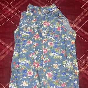 Floral Print Sleeveless Shirt