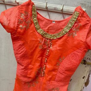 Orange Anarkali Dress